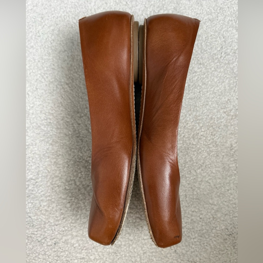 Jil Sander Light Brown Leather Square Toe Flat Ballet Shoes Size 37 7 - Picture 7 of 13
